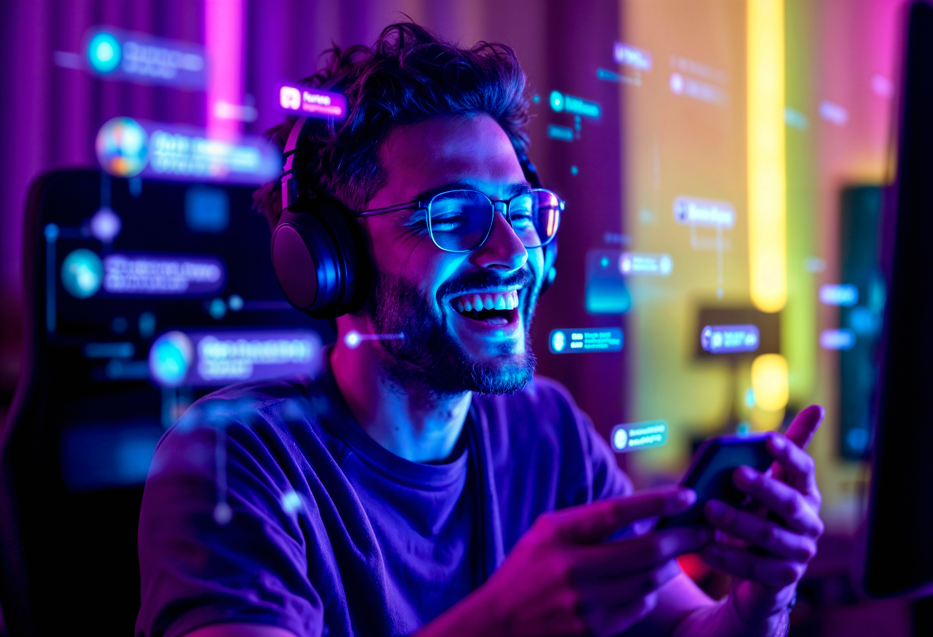 Família usando internet de fibra óptica em casa com notebook, celular e TV